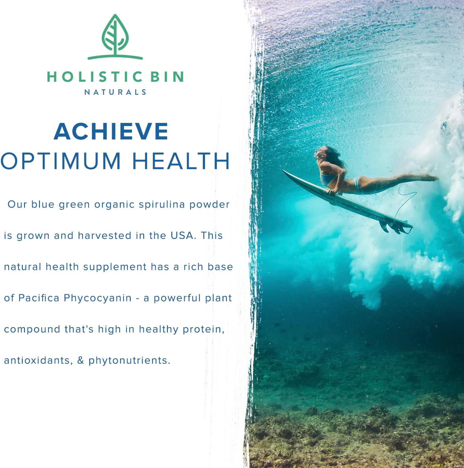 Organic Blue Spirulina Powder: Rich Vegan Protein Source, Ideal for Smoothies & Baked Goods - 50g