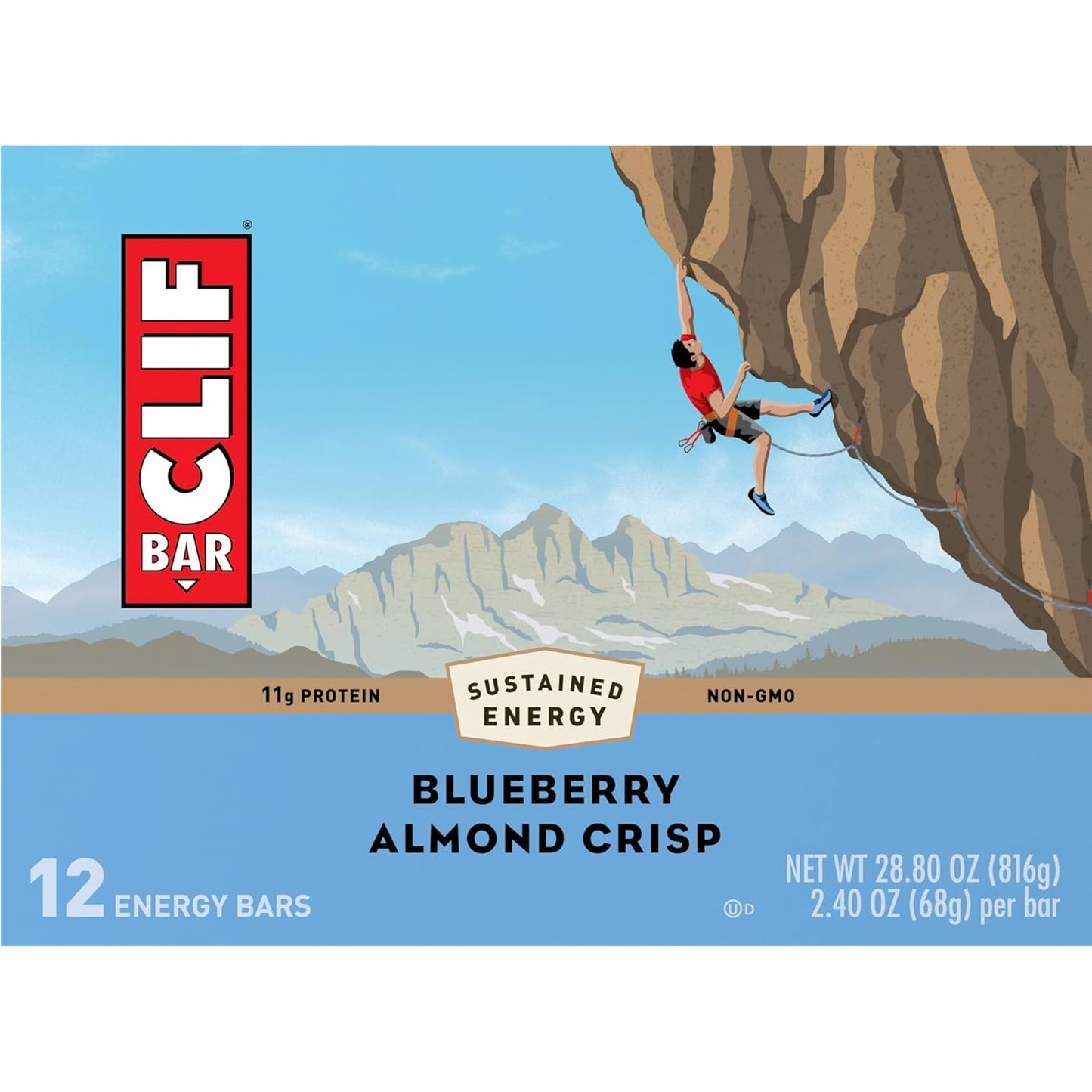 Organic Blueberry Almond Crisp Energy Bars - Non-GMO Plant Based Snack - 2.4 oz. (12 Pack)