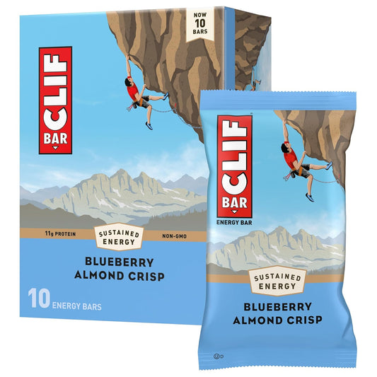Organic Blueberry Almond Crisp Energy Bars - Non-GMO Plant Based Protein (10 Pack)