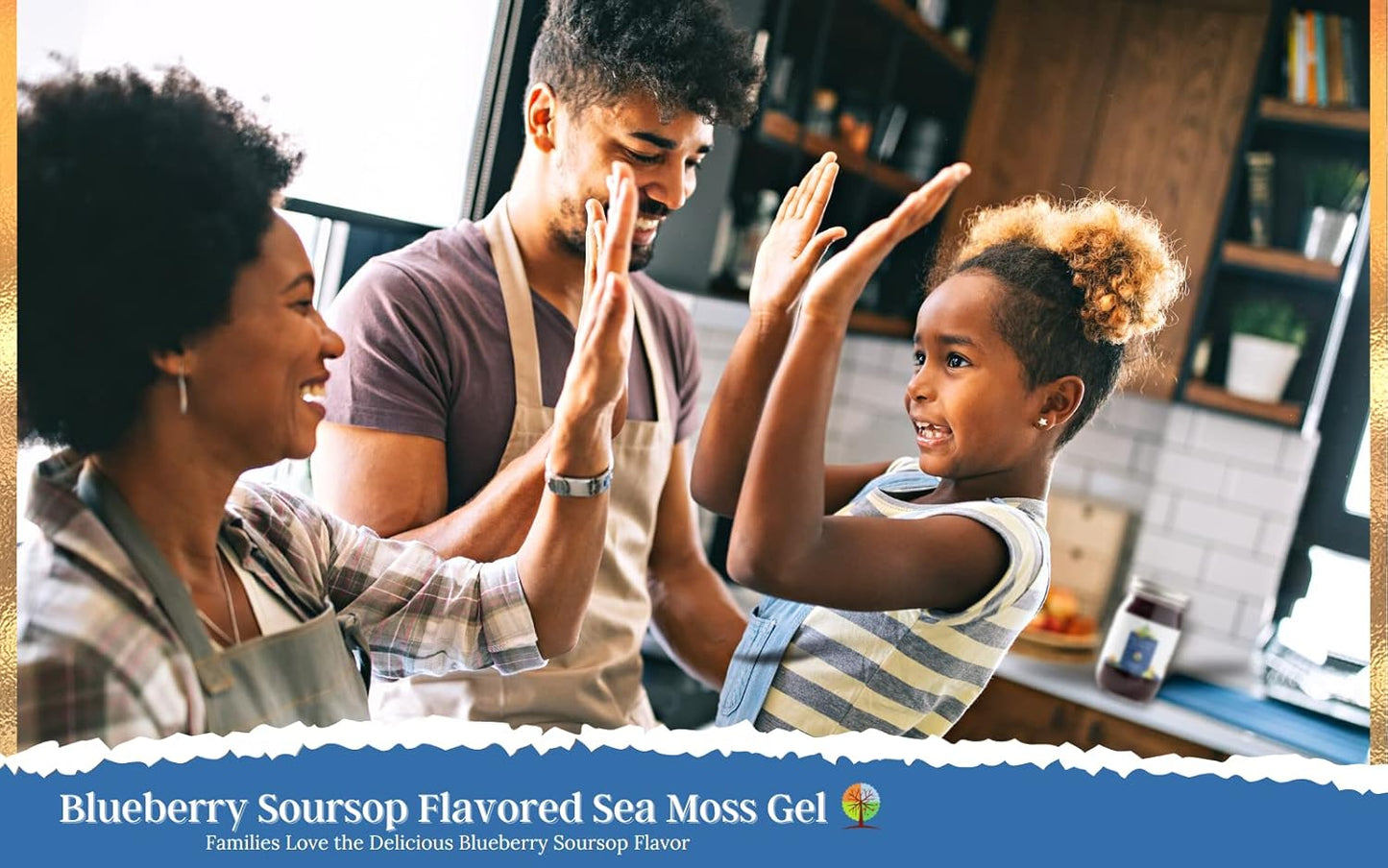 Organic Blueberry and Soursop Fruit Sea Moss Gel 16oz - USDA Certified, Wildcrafted Saint Lucia Seamoss Gel - Made in USA