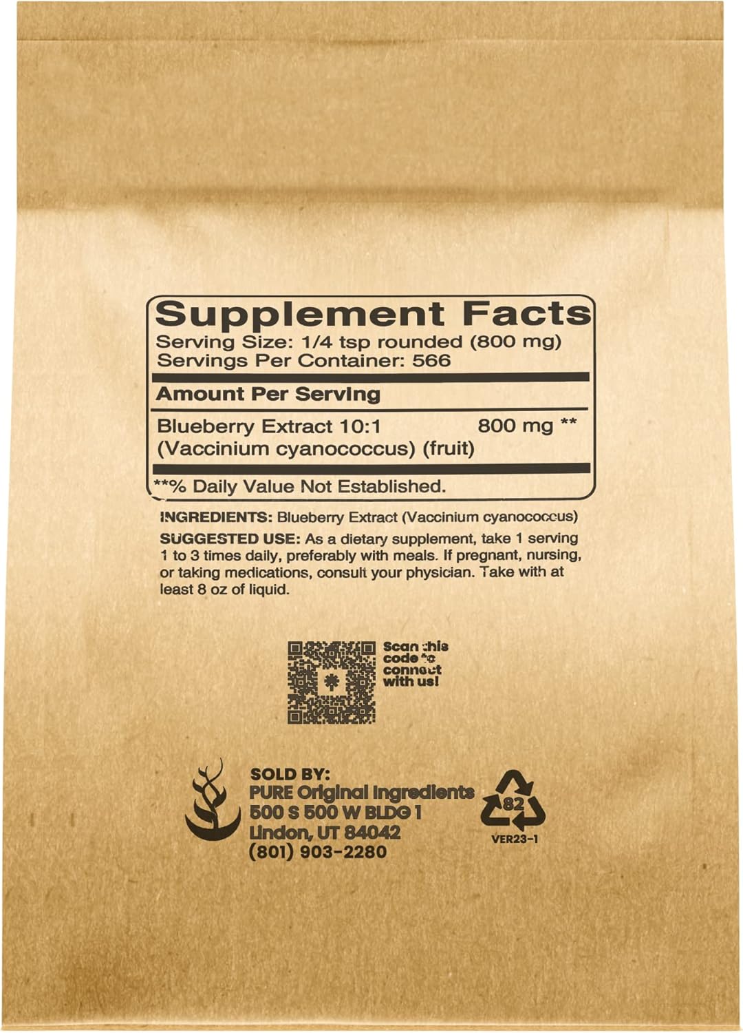 Organic Blueberry Extract Powder - 100% Pure Herbal Supplement (1 lb)