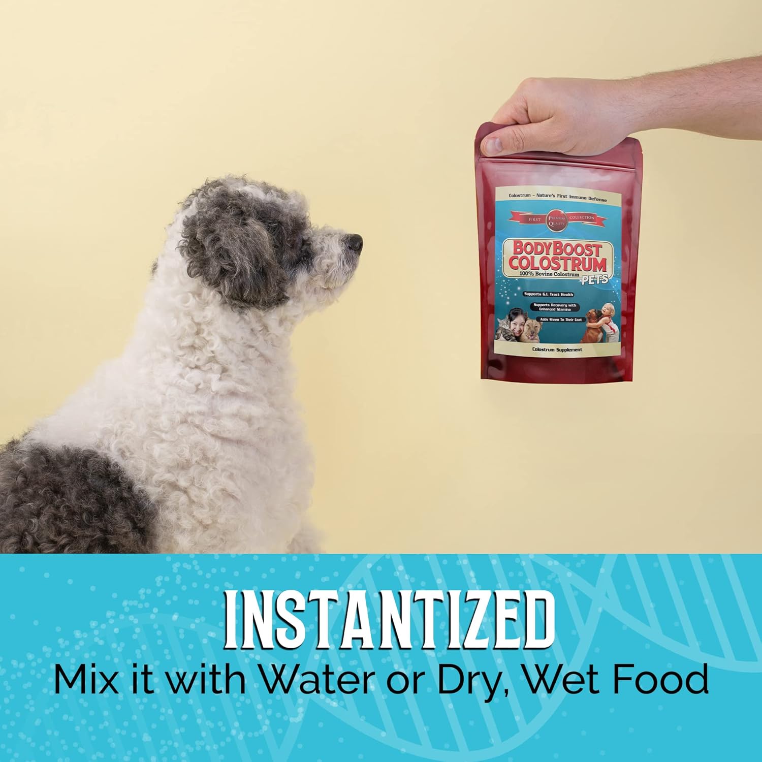 Organic BodyBoost Bovine Colostrum Powder for Dogs and Cats - Immune Support Supplement for Allergy Relief, Itch Relief, and Gut Health - Grass Fed, All Ages - 8 oz