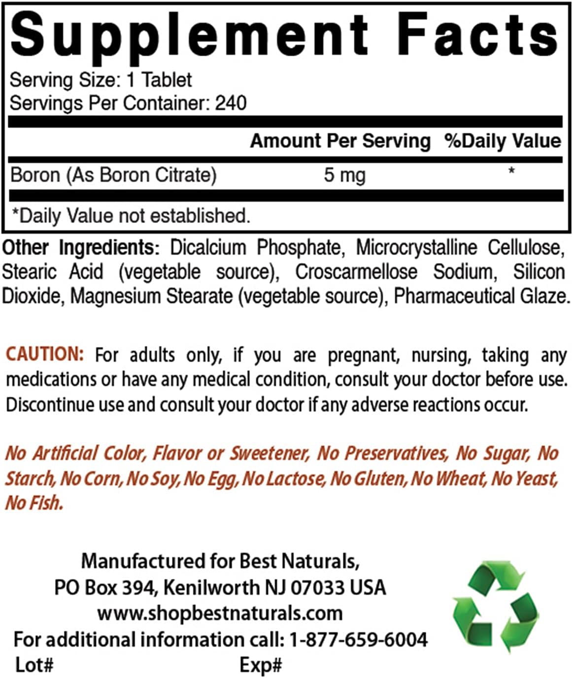 Organic Boron 5 mg and Selenium 200 mcg Supplement for Optimal Health