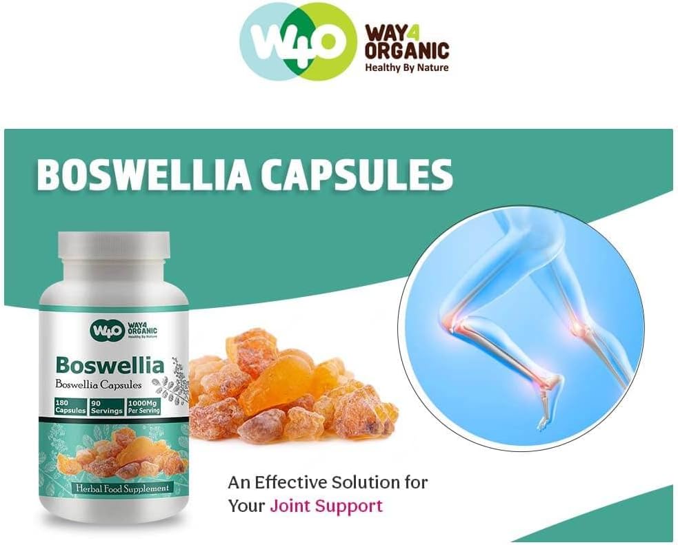 Organic Boswellia Capsules 500mg - 180 Capsules for 90 Days - W4O Supplement Pack