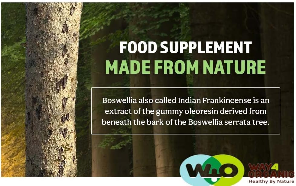 Organic Boswellia Capsules 500mg - 180 Capsules for 90 Days - W4O Supplement Pack