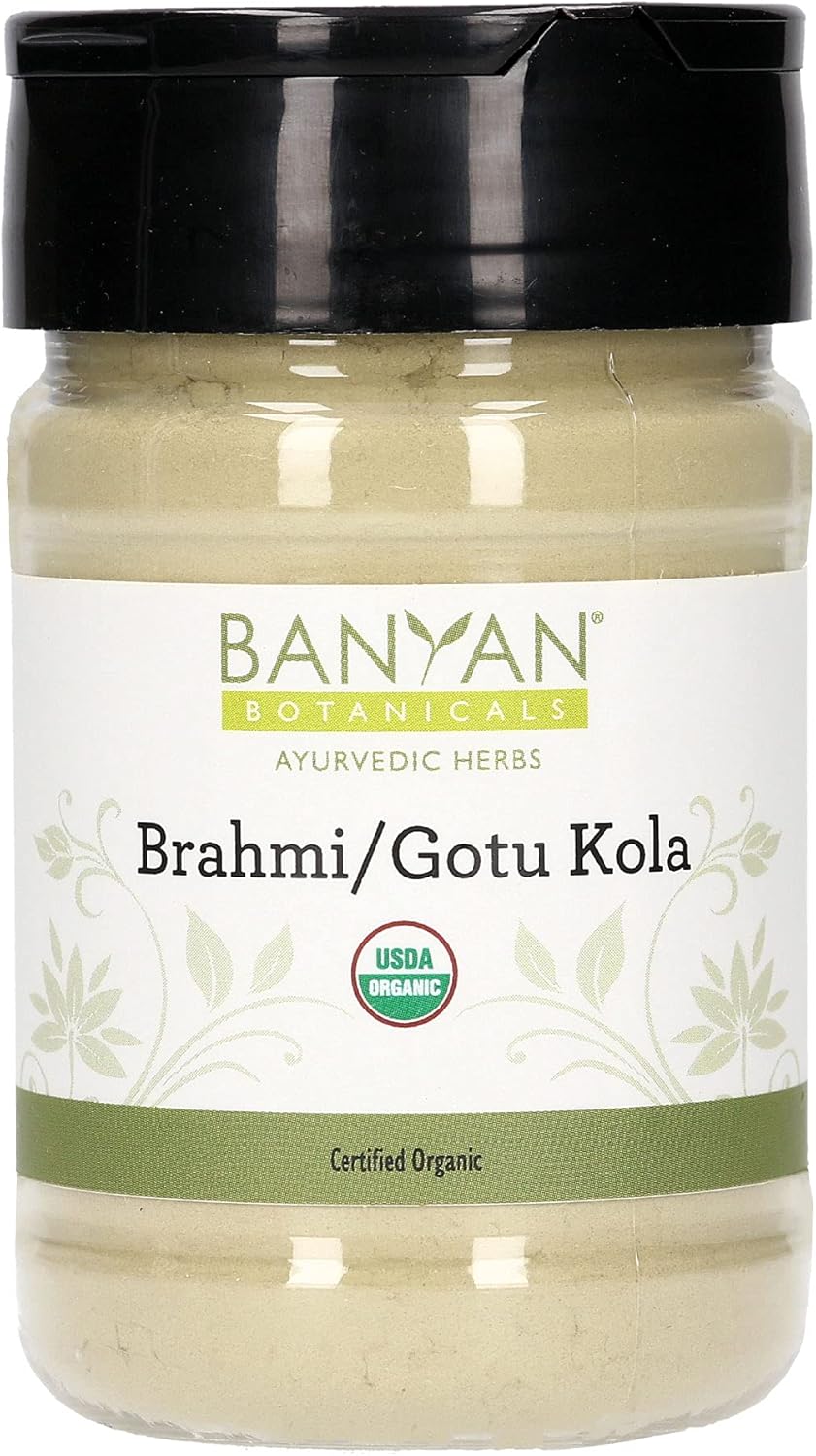 Organic Brahmi/Gotu Kola Powder for Focus & Calm - Non-GMO Vegan Centella Asiatica Supplement - Spice Jar - Sustainably Sourced