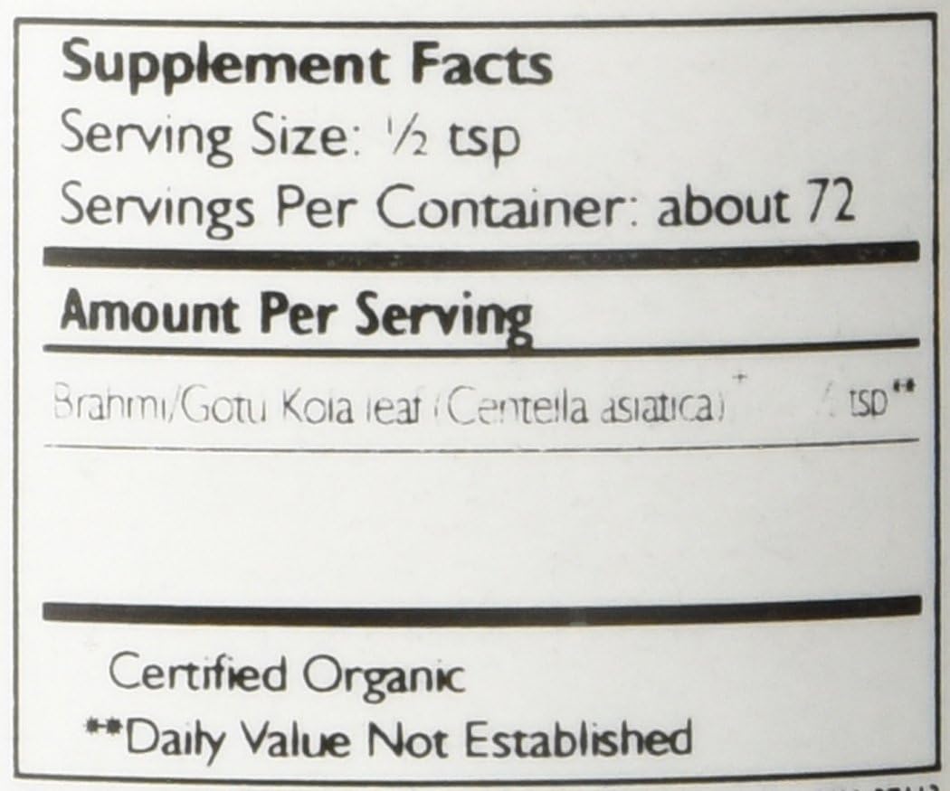 Organic Brahmi/Gotu Kola Powder for Focus & Calm - Non-GMO Vegan Centella Asiatica Supplement - Spice Jar - Sustainably Sourced