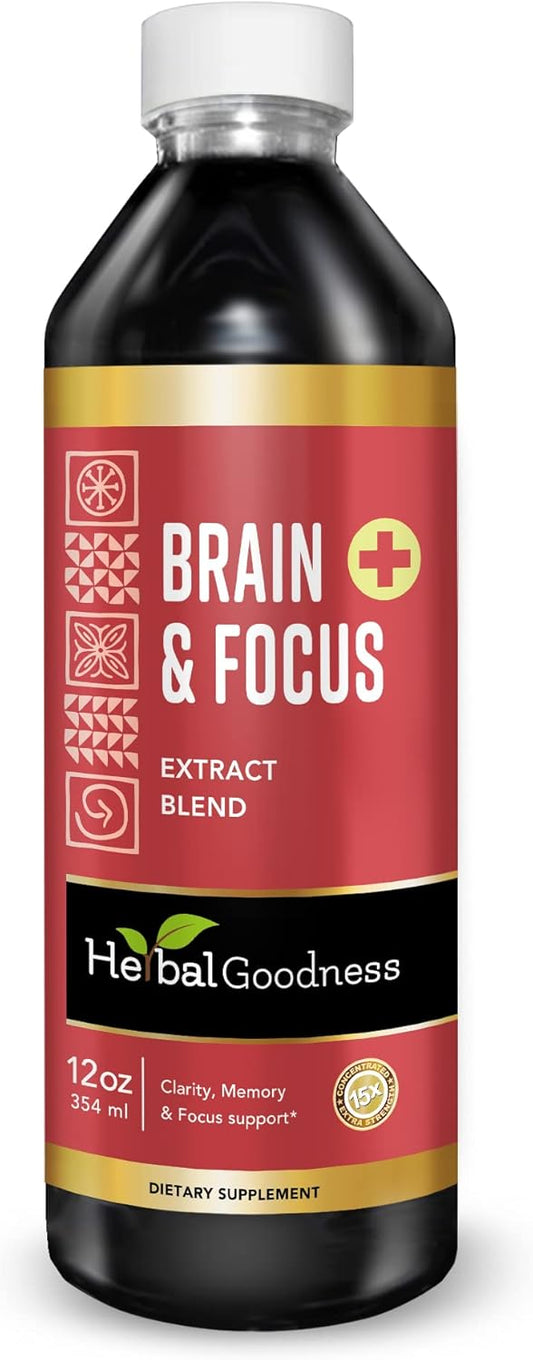 Organic Brain Boost - Nootropic Supplement for Focus & Immune Support - Gingko, Graviola, Lion's Mane - Non-GMO - 12oz - 23 Servings