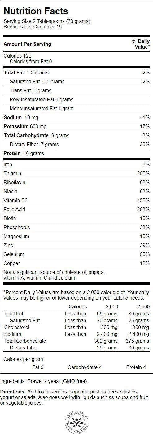 Organic Brewer's Yeast Powder - GMO-Free - 1 lb (454 g) Powder by Swanson