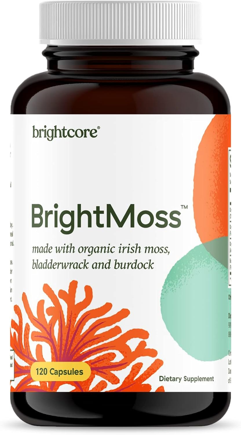 Organic BrightMoss Capsules with Sea Moss, Bladderwrack & Burdock Root for Gut Health & Immune Support - 120 Capsules