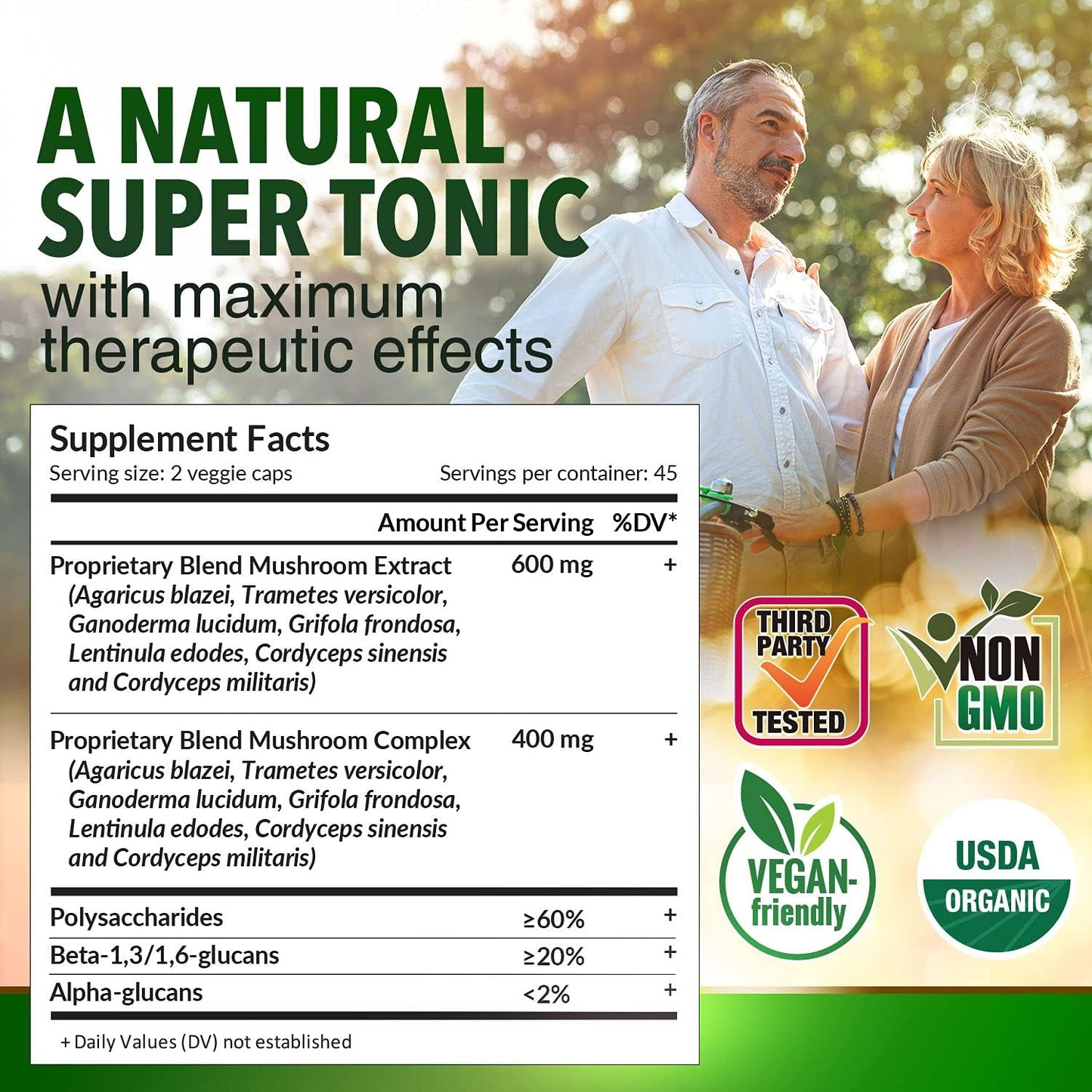 Organic BRM Immune Support Supplement with 6 Therapeutic Mushrooms for Natural Killer Cell Activity