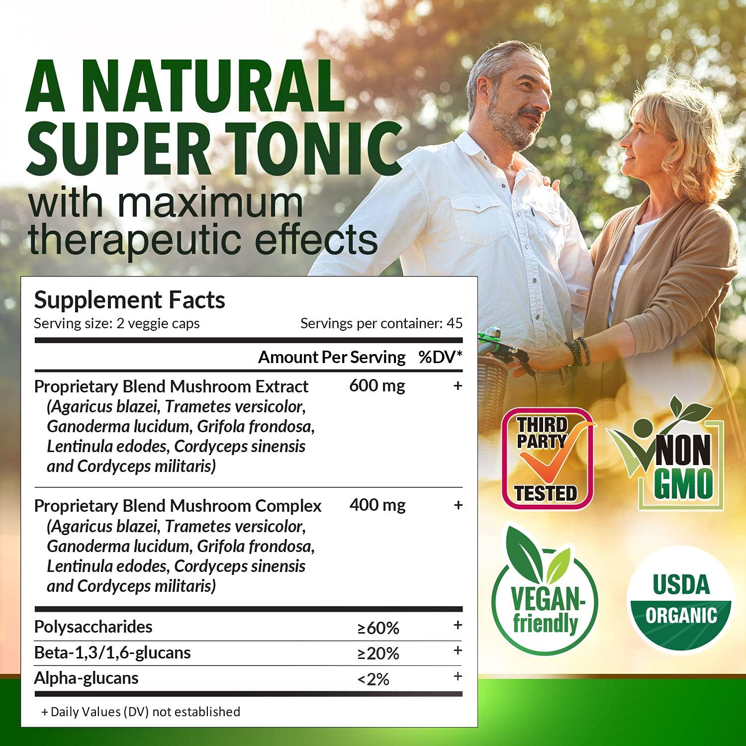 Organic BRM Immune Support Supplement with 6 Therapeutic Mushrooms for Natural Killer Cell Activity
