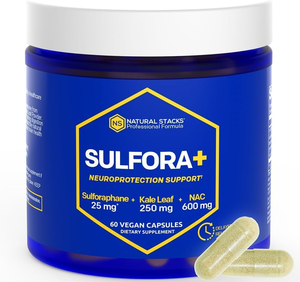 Organic Broccoli Sprout & Kale NAC Supplement for Brain Health - Antioxidant Rich with Sulforaphane - 60 Capsules