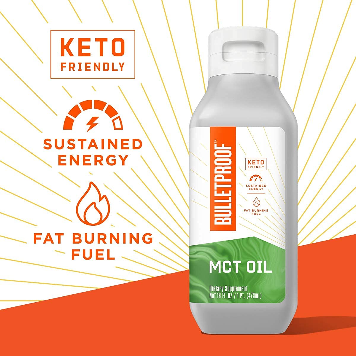 Organic Bulletproof MCT Oil - 16 fl oz Bottle for Boosting Energy and Brain Function