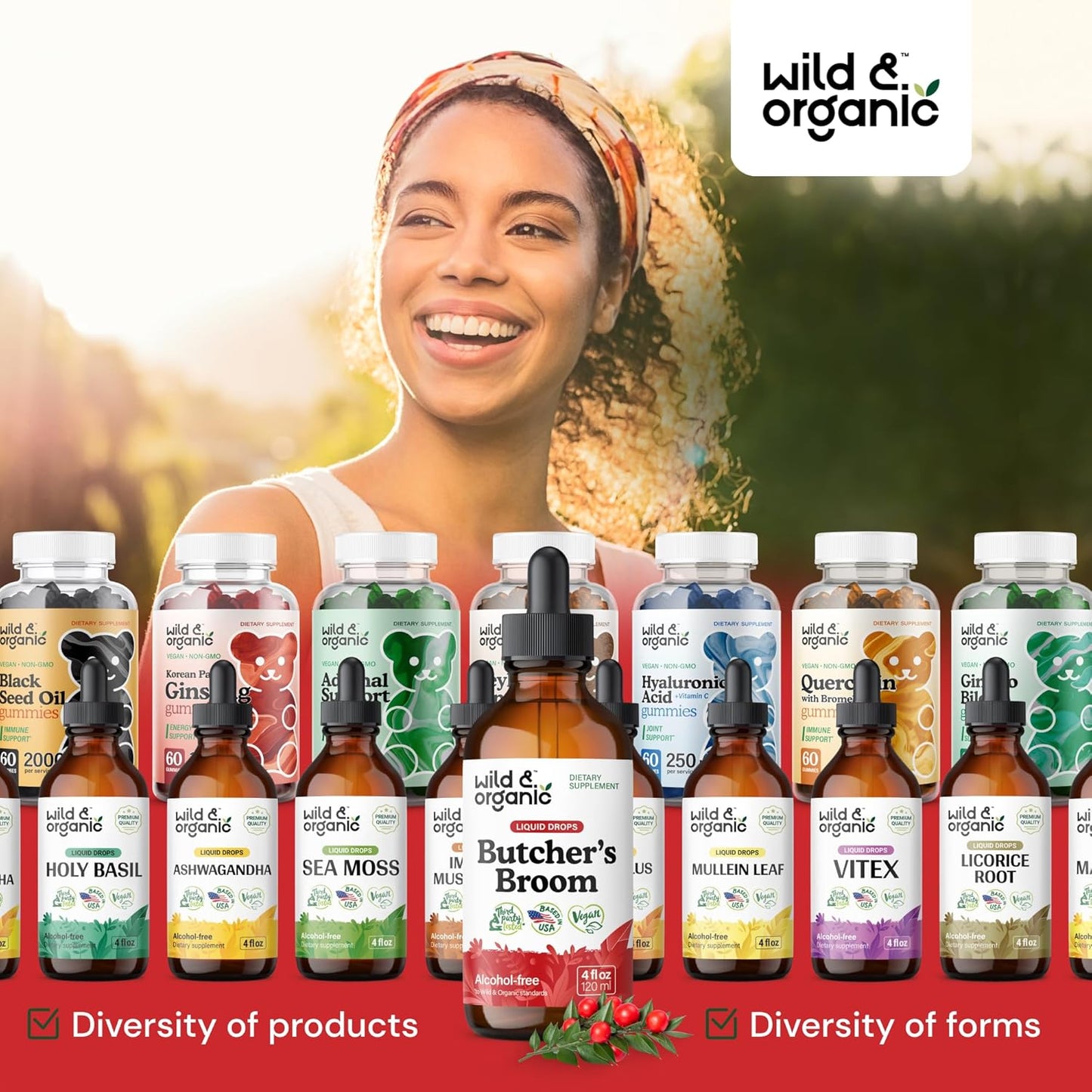 Organic Butchers Broom Tincture for Leg Support - Vegan Herbal Supplement - Ruscus Aculeatus Root Drops - Alcohol & Sugar-Free - 4 fl oz