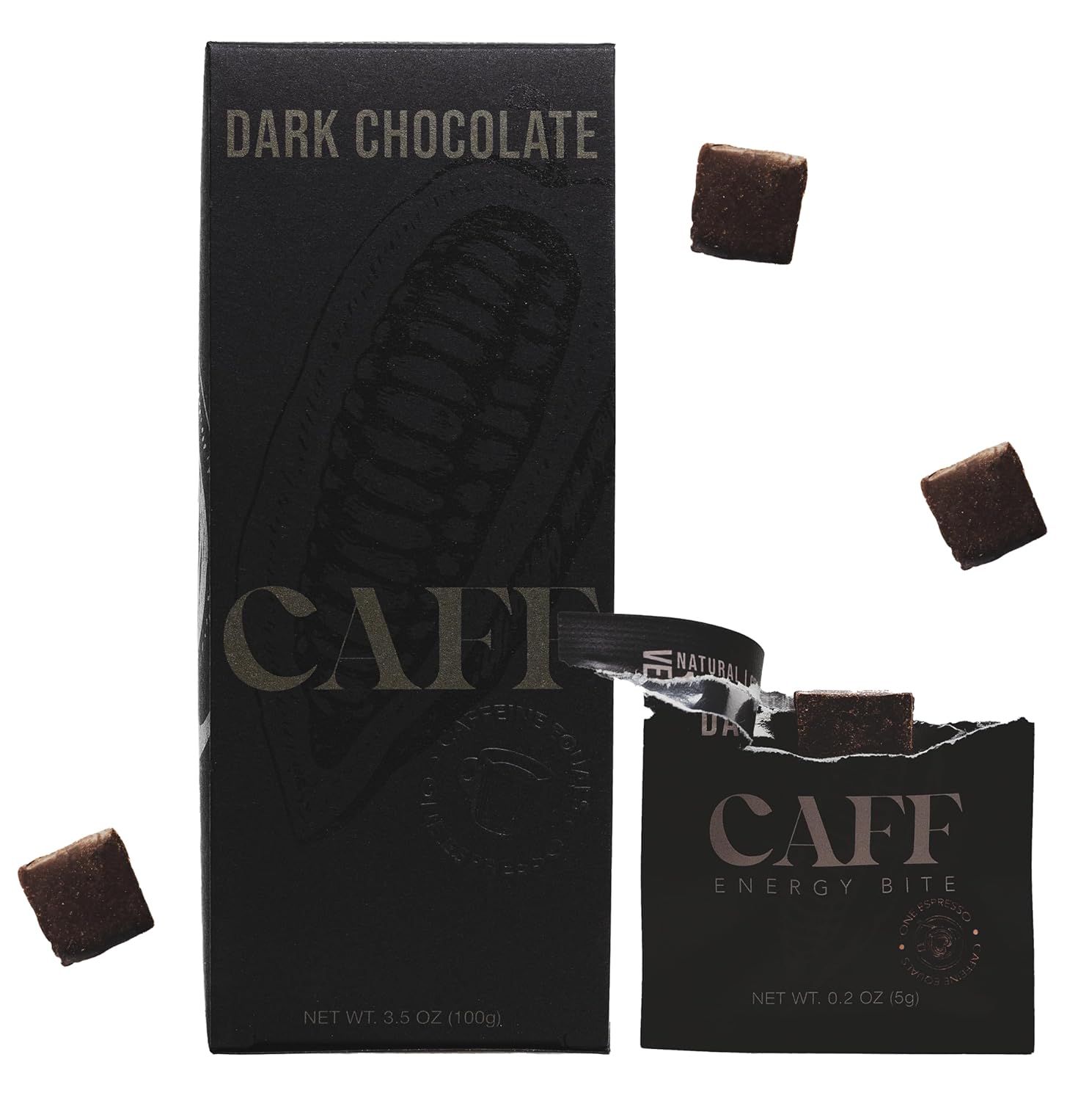Organic Caffeine Energy Bites: Vegan, Gluten-Free, Keto Snacks with 65mg Caffeine - No Added Sugar - 15 Calorie Chocolate Bites (20 Count)