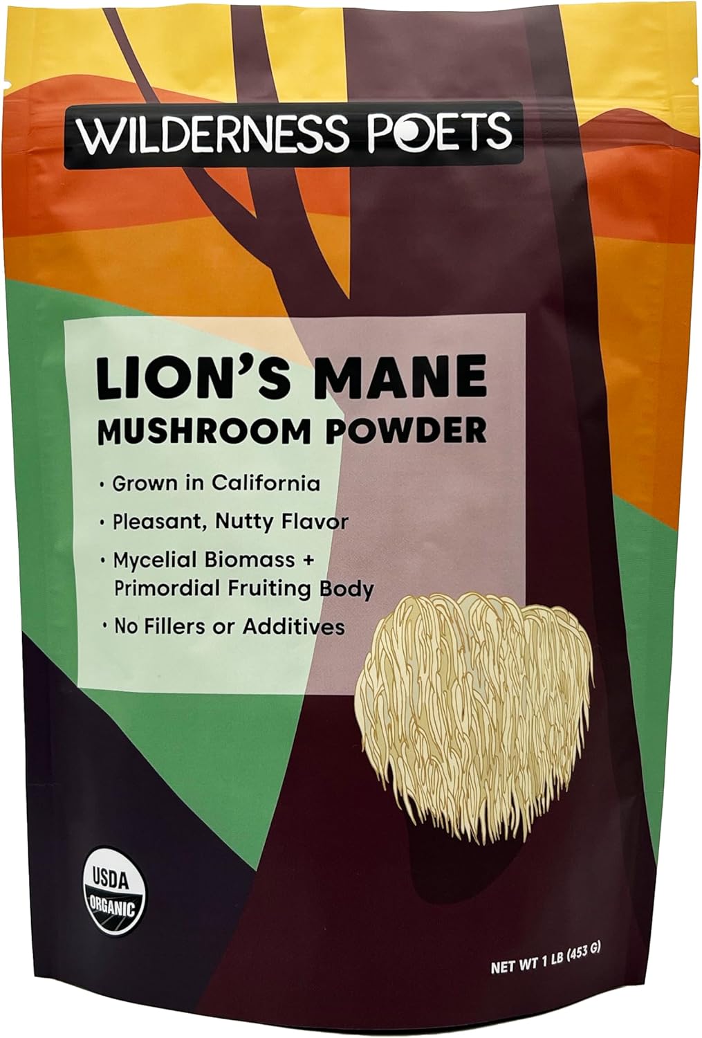 Organic California Grown Lions Mane Mushroom Powder - Bulk Size (16 oz) by Wilderness Poets