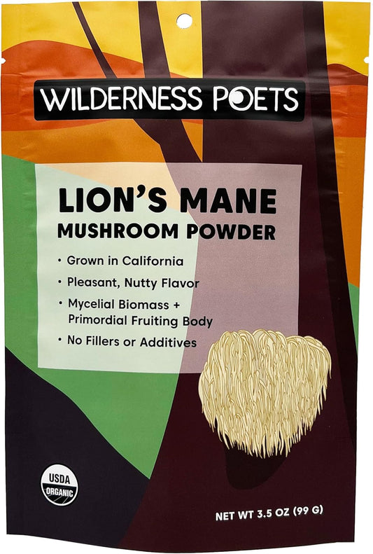 Organic California Grown Lions Mane Mushroom Powder - 3.5 Ounce by Wilderness Poets