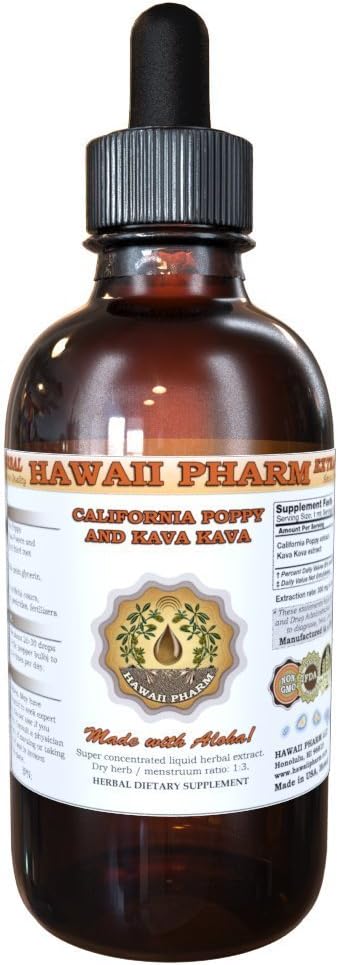 Organic California Poppy and Kava Kava Liquid Extract Tincture Supplement - 2 oz