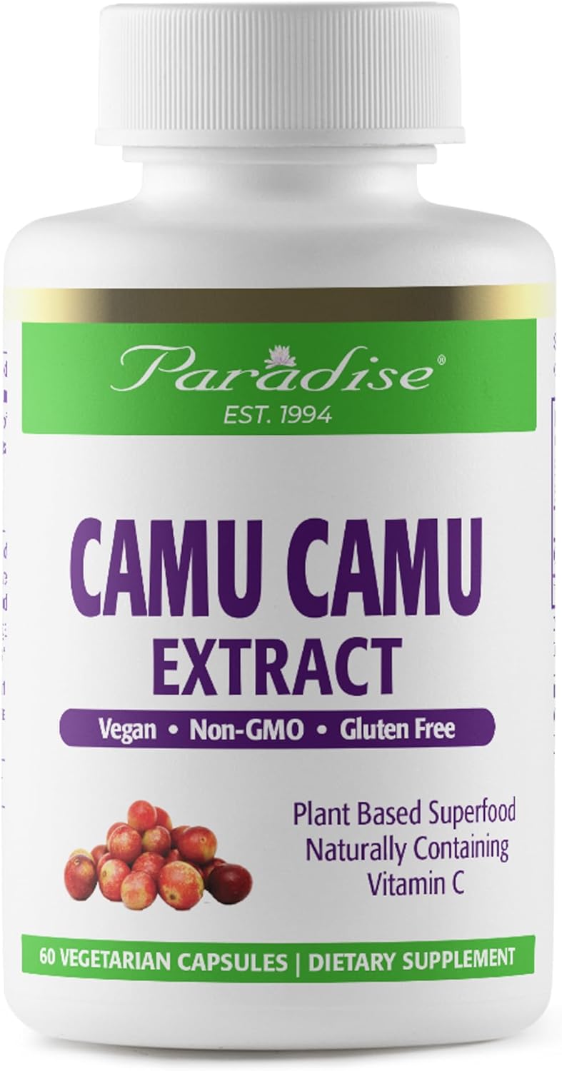Organic Camu Camu Extract Capsules - 400mg, High Vitamin C Content, Pure & Potent, Gluten Free, Non-GMO, Vegan - 60 Count
