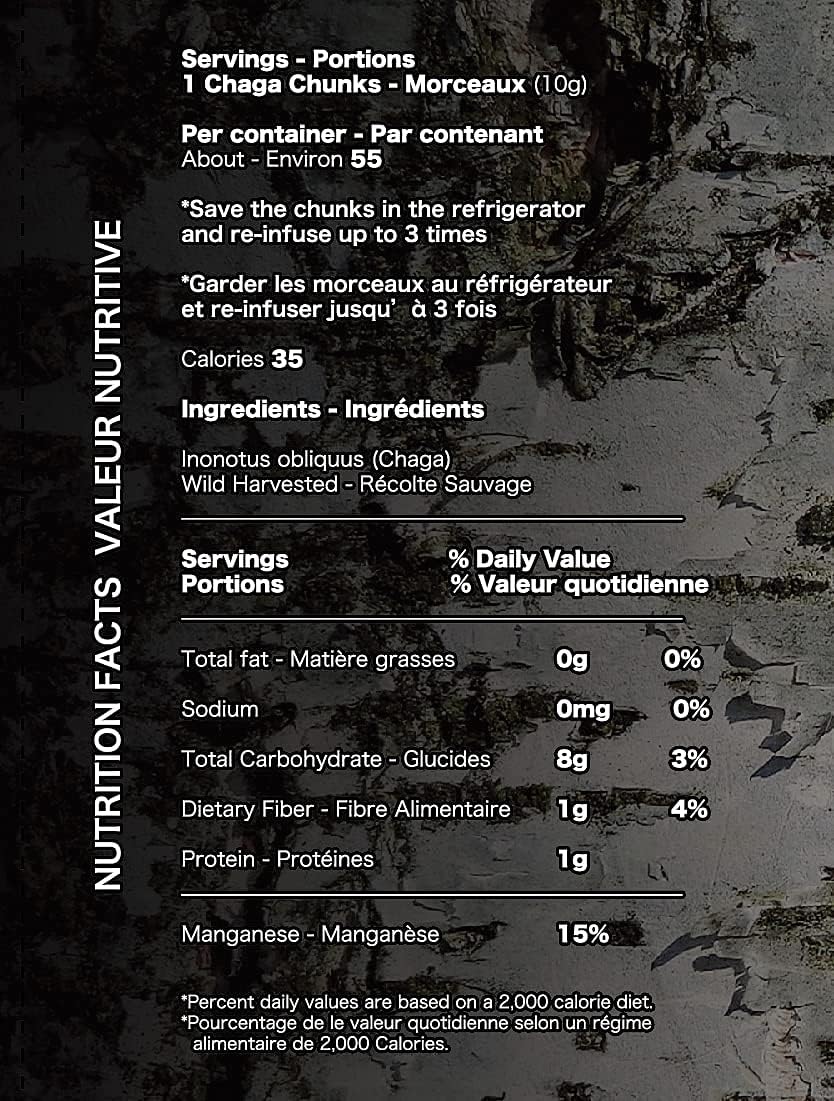 Organic Canadian Chaga Mushroom Chunks - Premium 8 oz of Wild Harvested Chaga Tea - Superfood Rich in Antioxidants