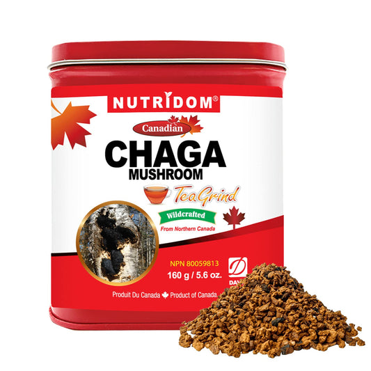 Organic Canadian Chaga Mushroom Tea Grind, Wild-Harvested and Hand-Picked, 160 g Pack