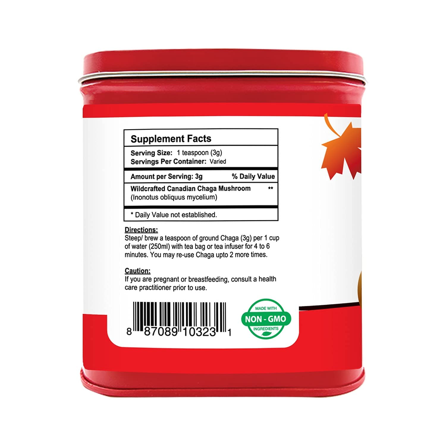 Organic Canadian Chaga Mushroom Tea Grind, Wild-Harvested and Hand-Picked, 160 g Pack