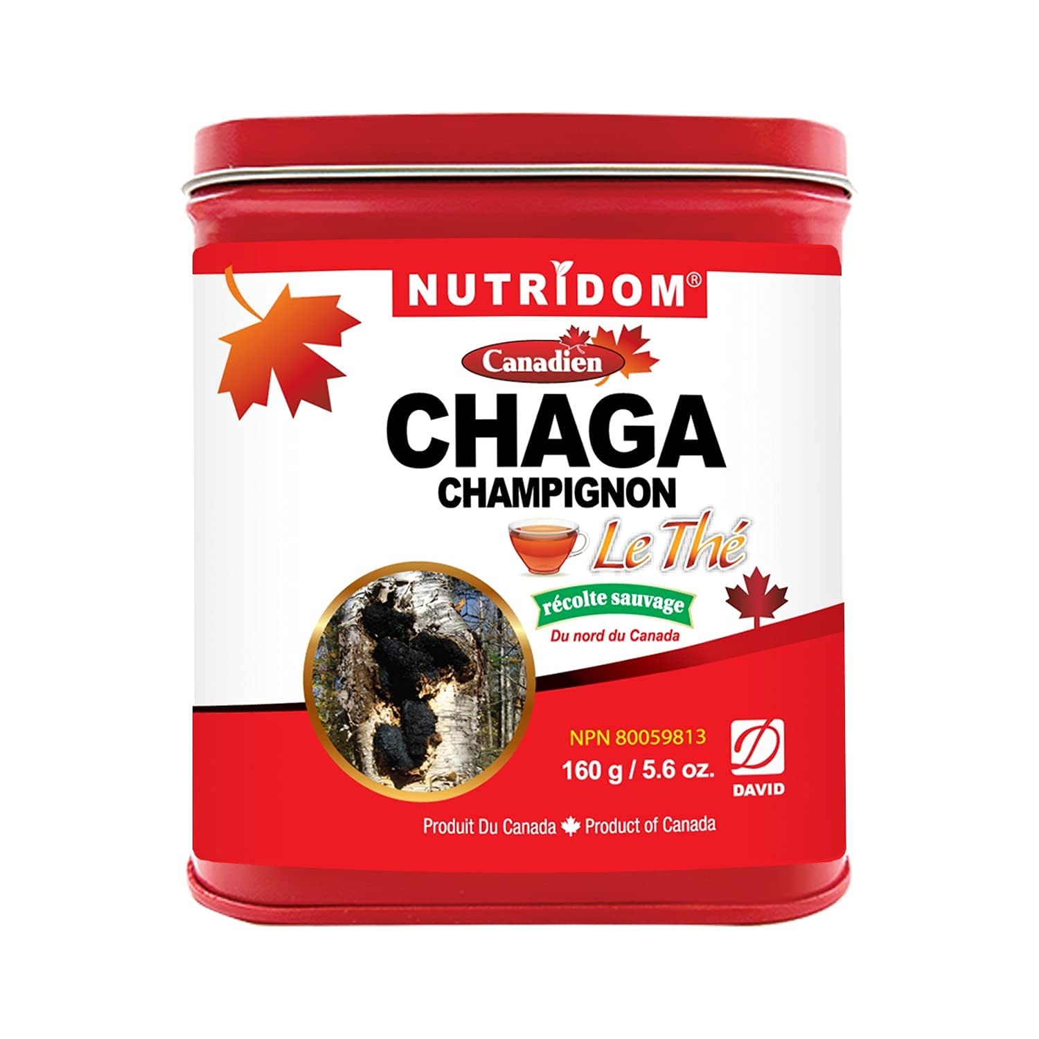 Organic Canadian Chaga Mushroom Tea Grind, Wild-Harvested and Hand-Picked, 160 g Pack