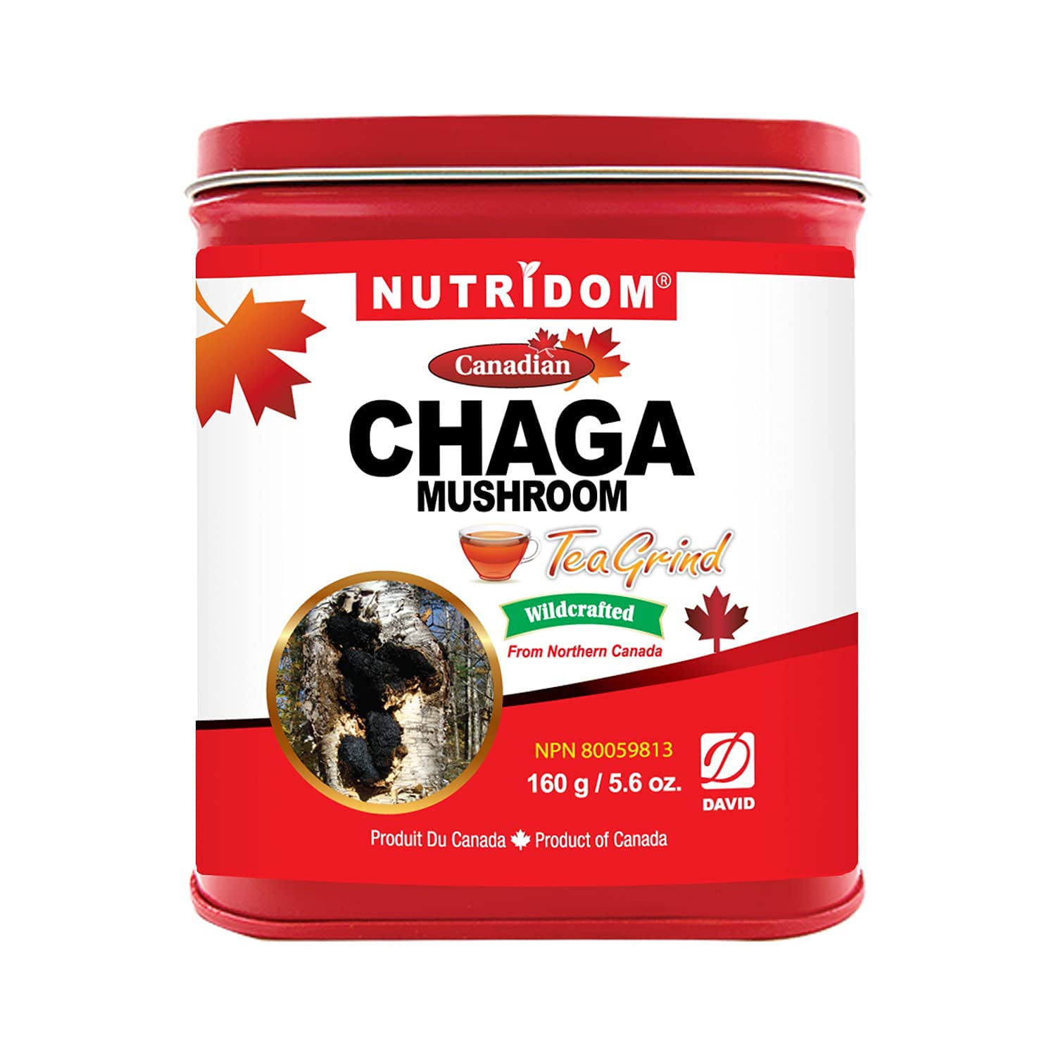 Organic Canadian Chaga Mushroom Tea Grind, Wild-Harvested and Hand-Picked, 160 g Pack