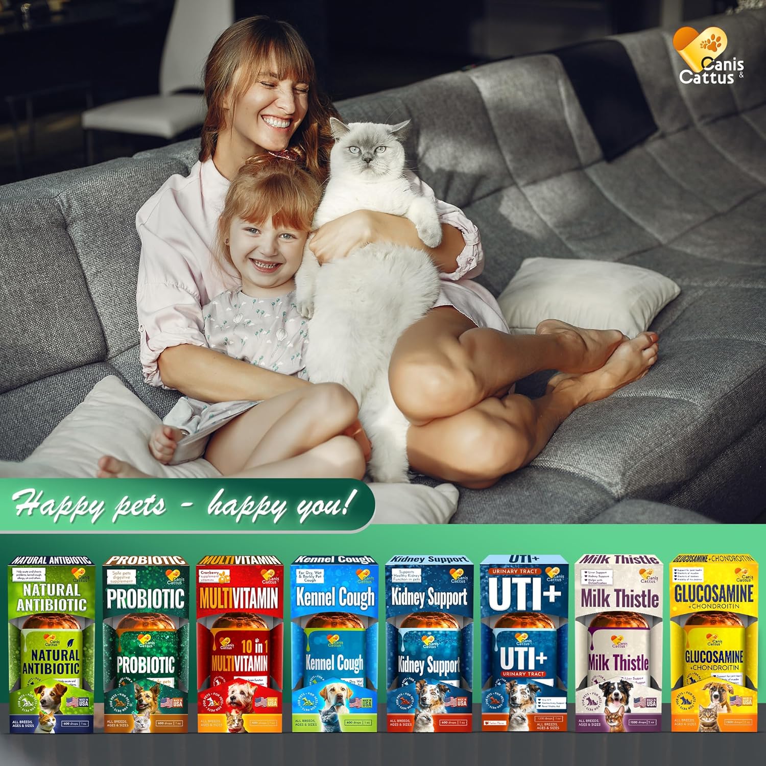 Organic Canis&Cattus Pet Probiotics for Cats and Dogs - 1 oz Supplement