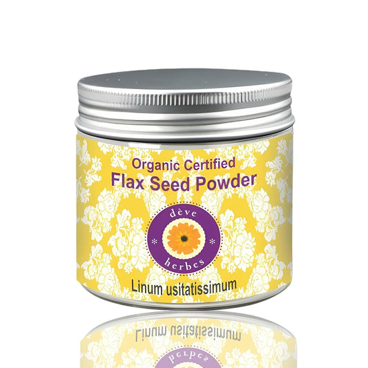 Organic Certified Flax Seed Powder - 100 gm (3.5 oz) - Pure & Natural Therapeutic Grade by Deve Herbes