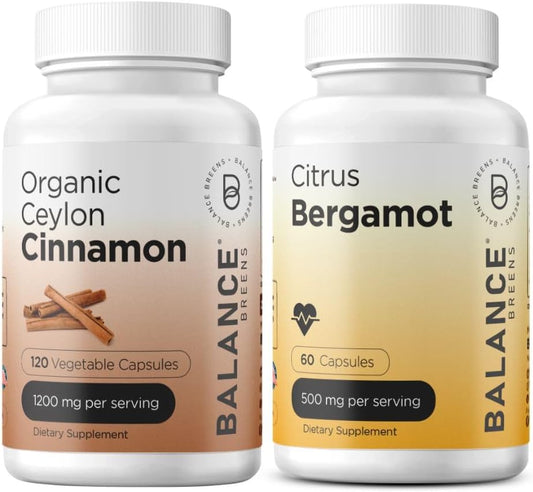 Organic Ceylon Cinnamon and Citrus Bergamot Supplement Combo for Balance and Wellness
