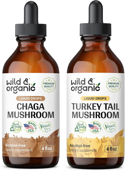Organic Chaga and Turkey Tail Mushroom Tincture Bundle - 8 fl oz