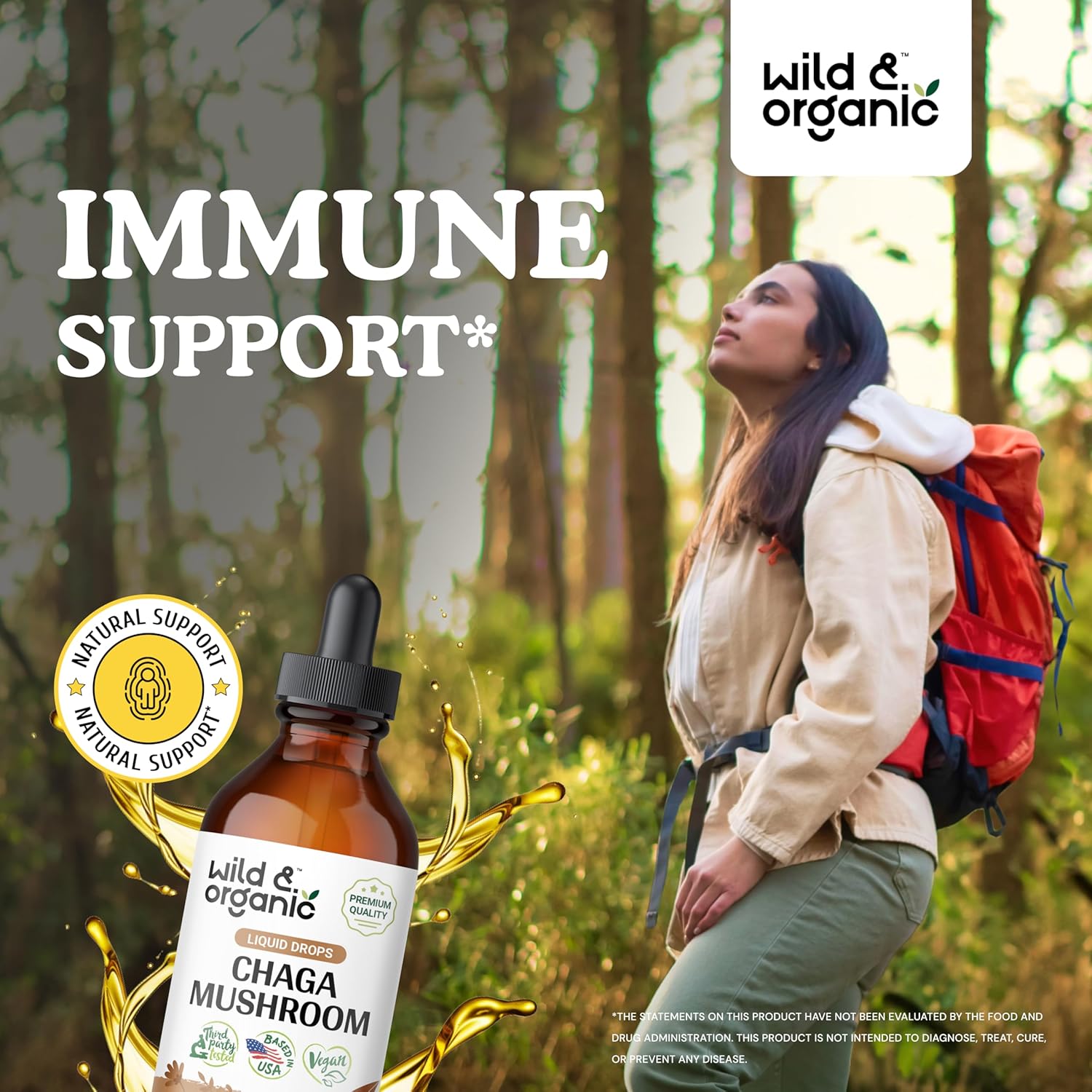 Organic Chaga and Turkey Tail Mushroom Tincture Bundle - 8 fl oz