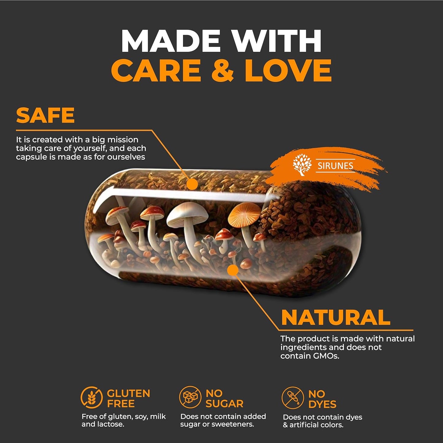 Organic Chaga Mushroom Capsules - 100 Count, 1000mg Natural Antioxidant Immune Support Supplement