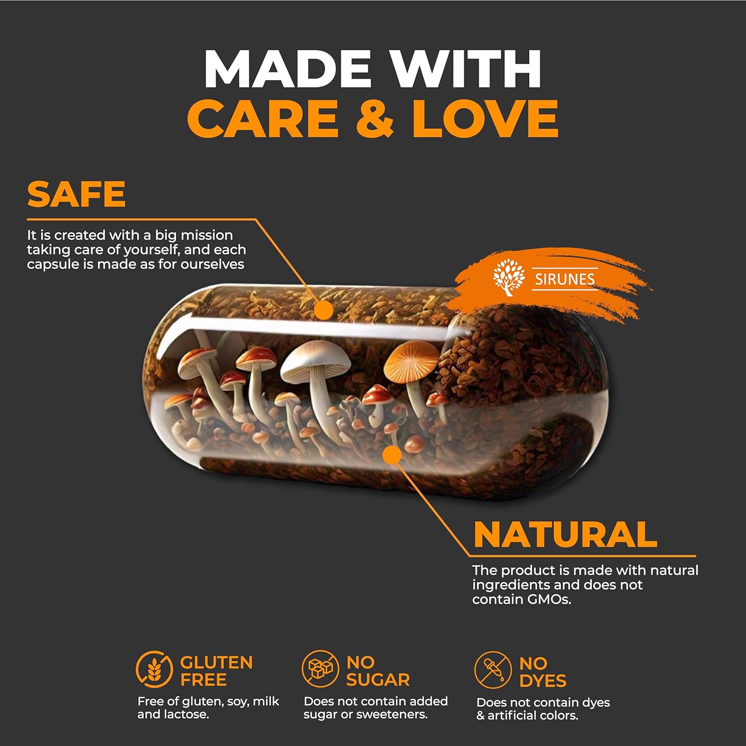 Organic Chaga Mushroom Capsules - 100 Count, 1000mg Natural Antioxidant Immune Support Supplement