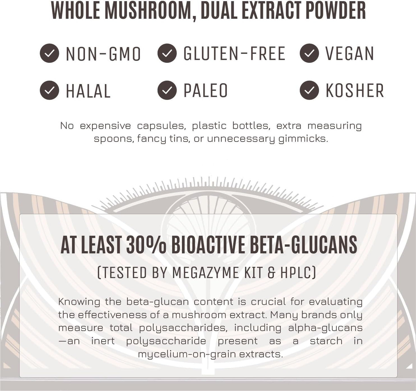Organic Chaga Mushroom Extract Powder | Immune Support, Skin & Hair Health | High Potency | 30% Beta Glucans | No Additives | GF, Non-GMO, Vegan | 100g