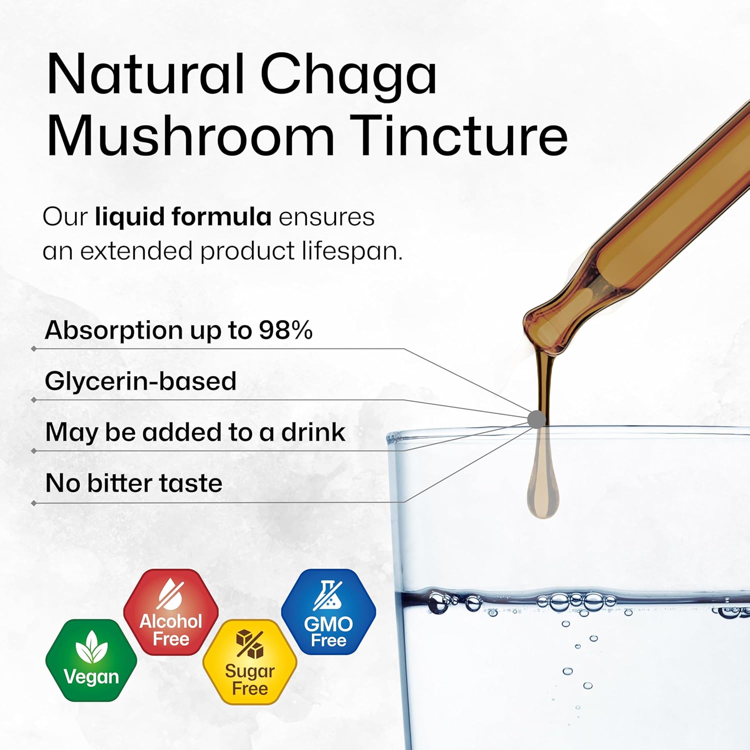 Organic Chaga Mushroom Extract Tincture - Immune Support Drops - Vegan & Sugar Free - 4 Fl.Oz.