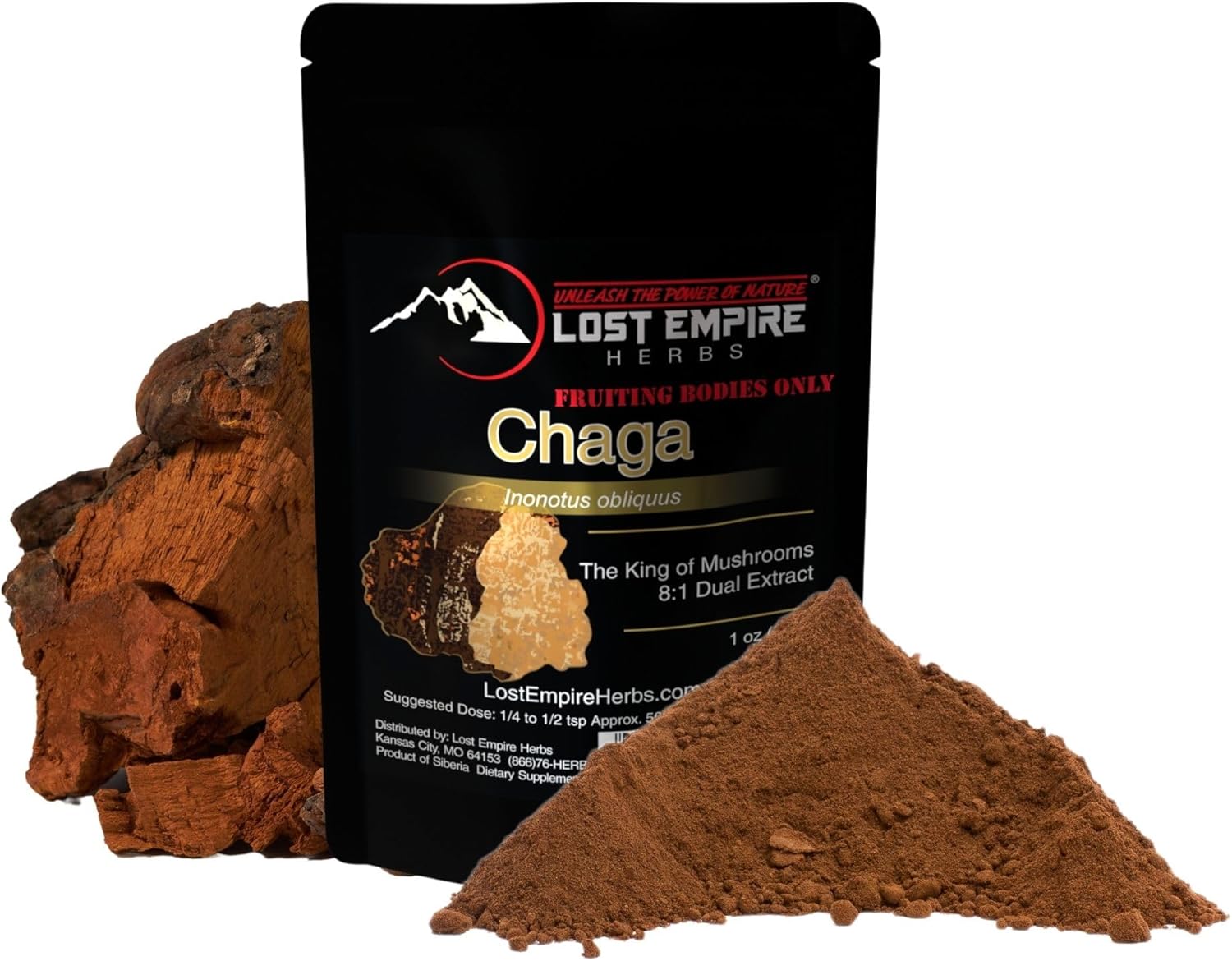 Organic Chaga Mushroom Powder | 8:1 Dual Extract from Real Mushrooms | Boost Immunity - 30g