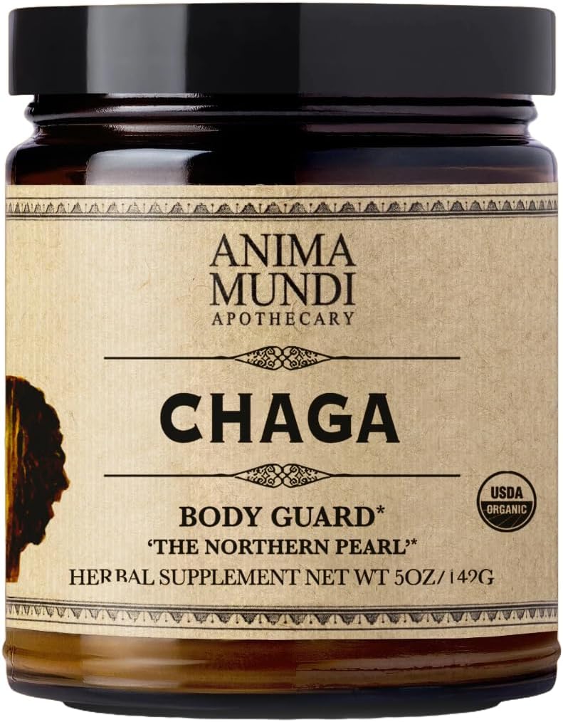 Organic Chaga Mushroom Powder by Anima Mundi Apothecary - Immune System Support Supplement - Pure Chaga Extract Powder for Tea, Coffee - 5oz