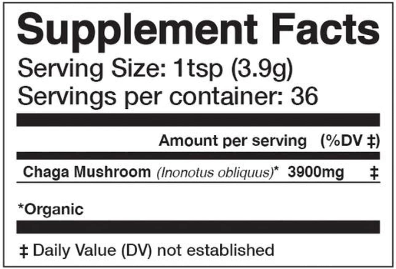 Organic Chaga Mushroom Powder by Anima Mundi Apothecary - Immune System Support Supplement - Pure Chaga Extract Powder for Tea, Coffee - 5oz