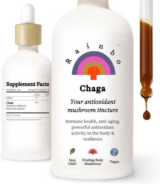 Organic Chaga Mushroom Tincture for Immune & Cellular Support - Vegan & Non GMO Liquid Extract - 3.4 fl oz