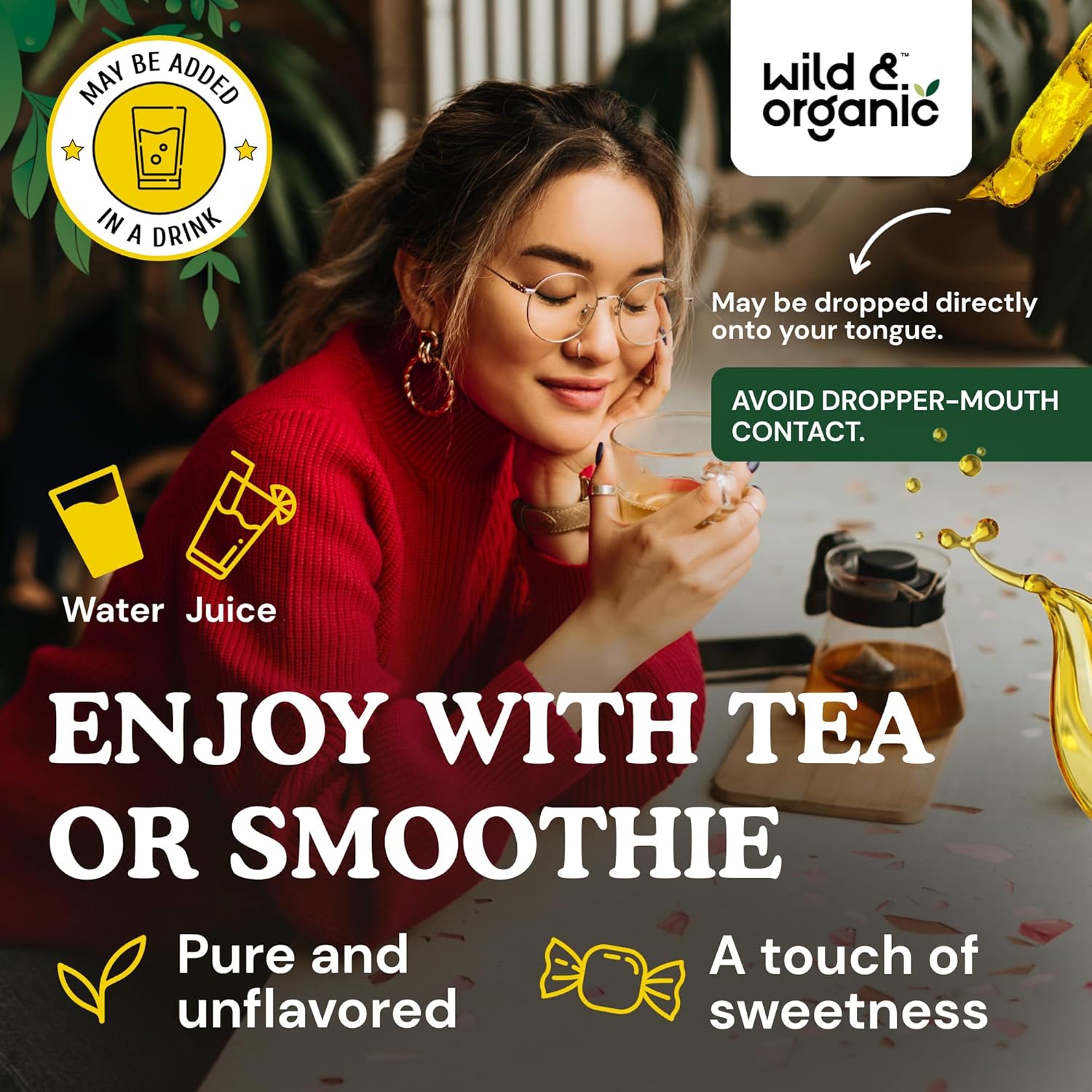 Organic Chaga Mushroom Tincture for Immune Support - Vegan Liquid Extract - Immunity Drops Supplement - Sugar & Alcohol-Free - 2 fl oz