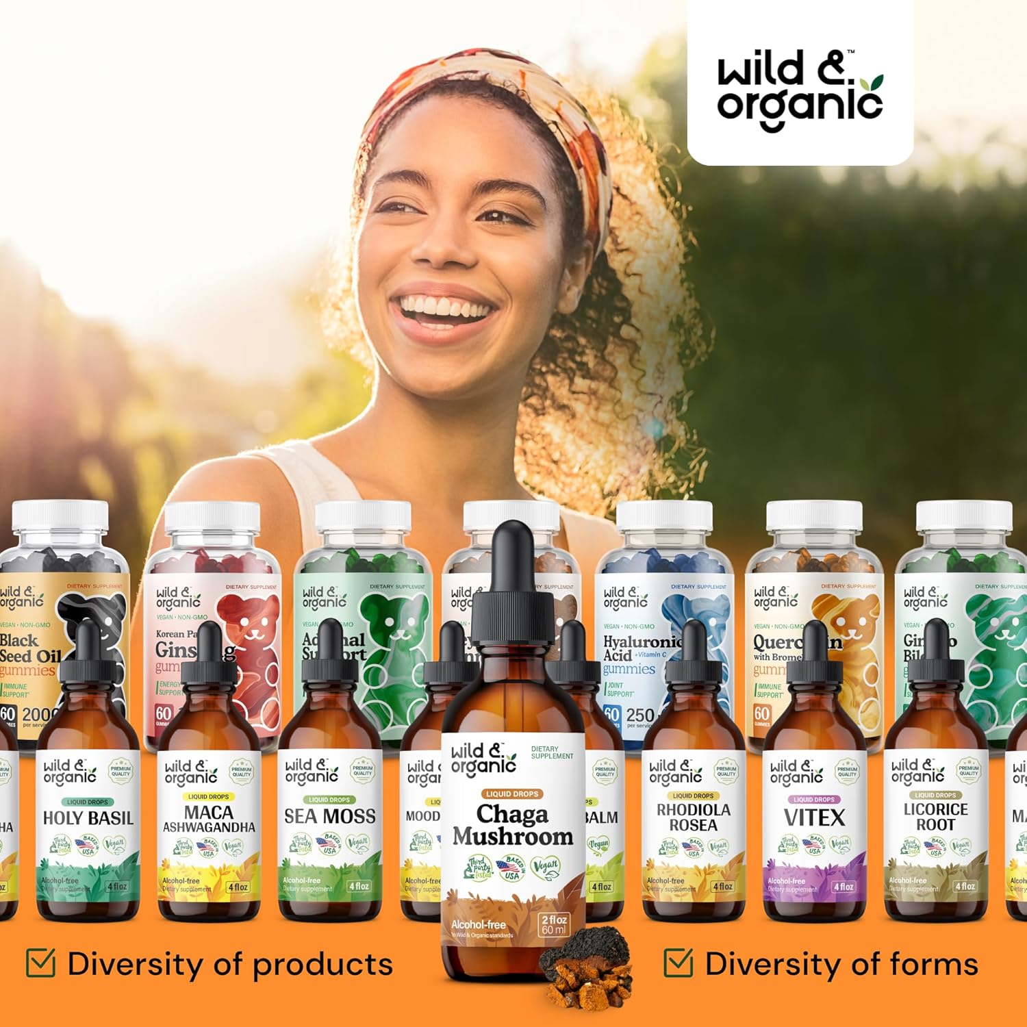 Organic Chaga Mushroom Tincture for Immune Support - Vegan Liquid Extract - Immunity Drops Supplement - Sugar & Alcohol-Free - 2 fl oz