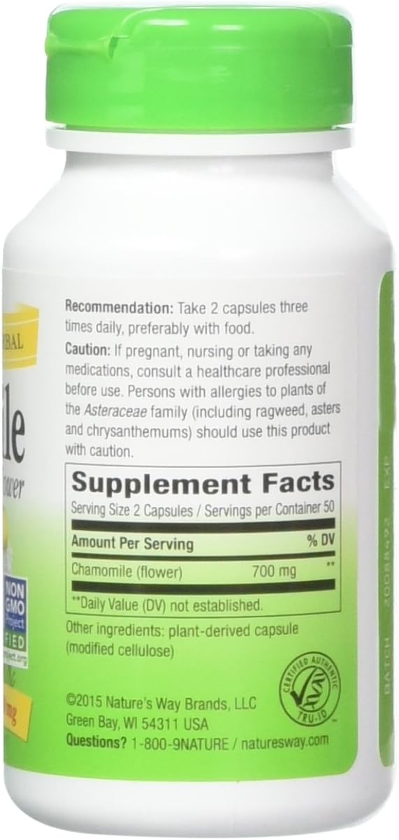 Organic Chamomile Flower Capsules - 200 Count - Natural Sleep Aid and Relaxation Support
