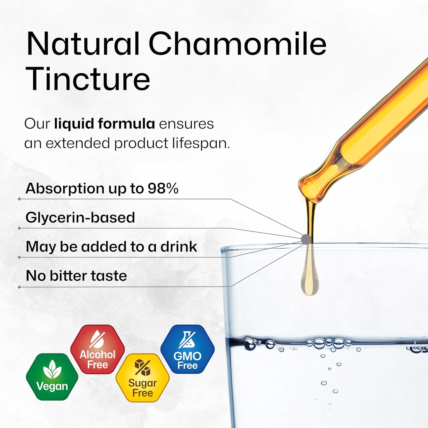 Organic Chamomile Tincture Extract for Relaxation and Calmness - Vegan Supplement, Alcohol and Sugar-Free - 4 Fl.Oz.