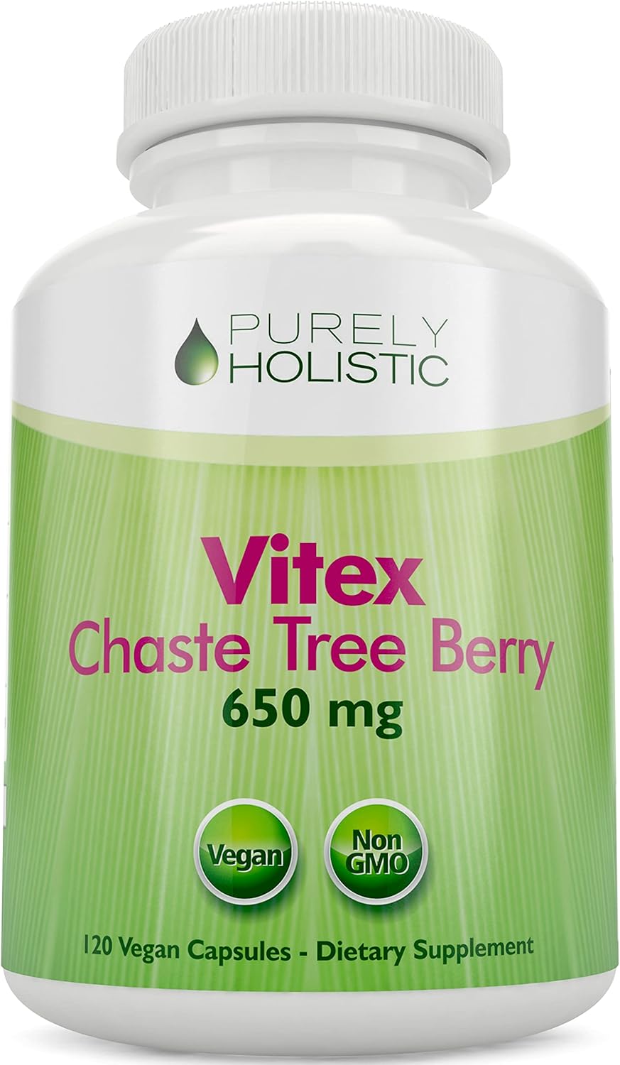 Organic Chasteberry Vitex Supplement 650mg - 4 Month Supply 120 Vegan Capsules - Hormone Balance Support for Women with Agnus-Castus Fruit