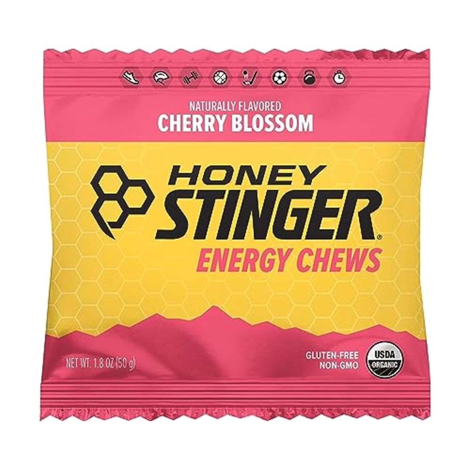 Organic Cherry Blossom Energy Chews for Exercise, Running & Performance | Gluten Free, Caffeine Free | Sports Nutrition for Home & Gym | 12 Pack, 21.6 oz