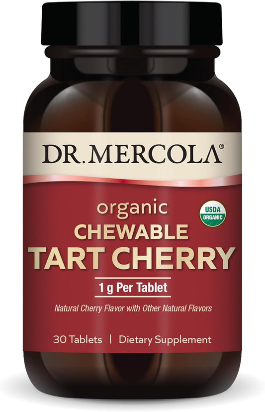 Organic Chewable Tart Cherry Capsules - Dr. Mercola, 30 Servings, Non-GMO, Gluten-Free, Soy-Free