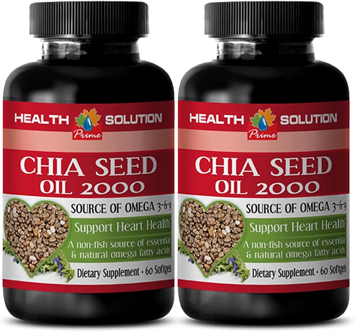 Organic Chia Seed Oil Capsules - Rich in Healthy Fats and Nutrients - Promotes Skin and Hair Health - 2 Bottles of CHIA Seed Oil 2000